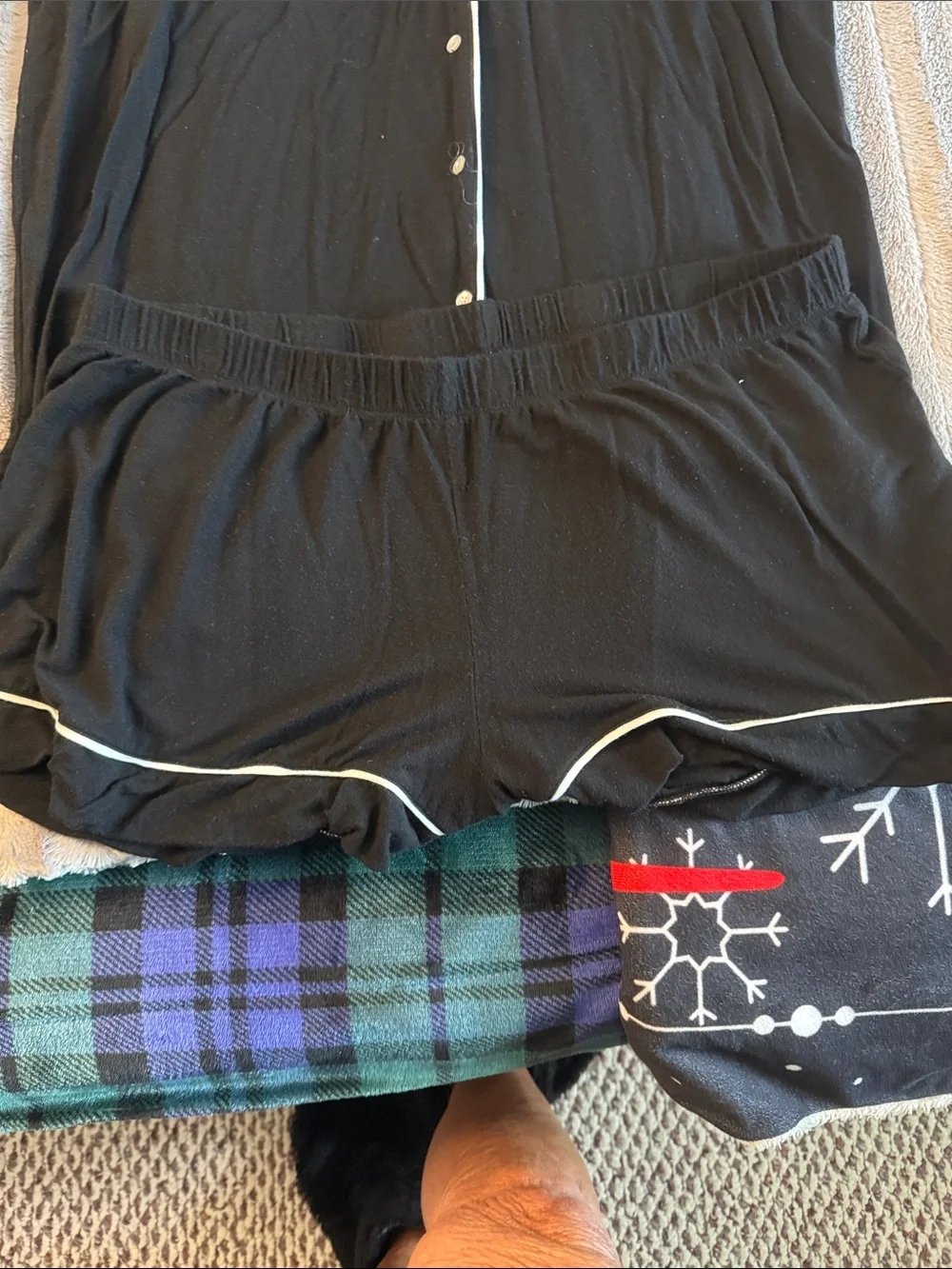 Alfani Black Short-Sleeve Pajama Set with White Piping